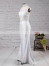 Trumpet/Mermaid High Neck Lace Jersey Sweep Train Beading Prom Dresses #Favs020104545