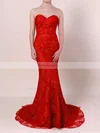 Trumpet/Mermaid Sweetheart Lace Sweep Train Prom Dresses #Favs020102187