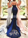 Trumpet/Mermaid Halter Jersey Court Train Appliques Lace Prom Dresses #Favs020103600