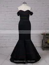 Trumpet/Mermaid Off-the-shoulder Silk-like Satin Floor-length Split Front Prom Dresses #Favs020103751
