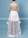 A-line Scoop Neck Tulle Floor-length Beading Prom Dresses #Favs020102393