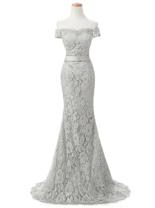 Trumpet/Mermaid Off-the-shoulder Lace Sweep Train Appliques Lace Prom Dresses #Favs020102649 Trumpet/Mermaid Off-the-shoulder Lace Sweep Train Appliques Lace Prom Dresses #Favs020102649