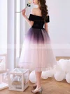 A-line Off-the-shoulder Tulle Tea-length Homecoming Dresses #Favs020111051