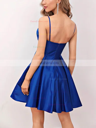 A-line V-neck Satin Short/Mini Homecoming Dresses #Favs020111063