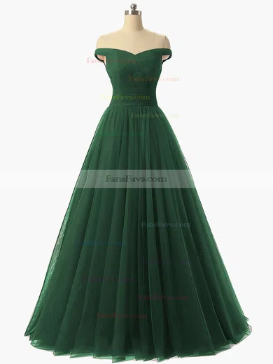 Princess Off-the-shoulder Tulle Floor-length Ruffles Prom Dresses #Favs020102678