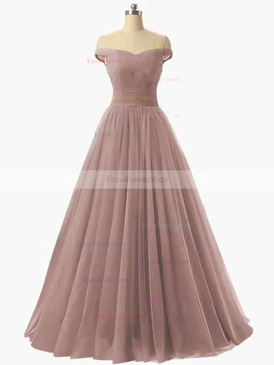 Princess Off-the-shoulder Tulle Floor-length Ruffles Prom Dresses #Favs020102678