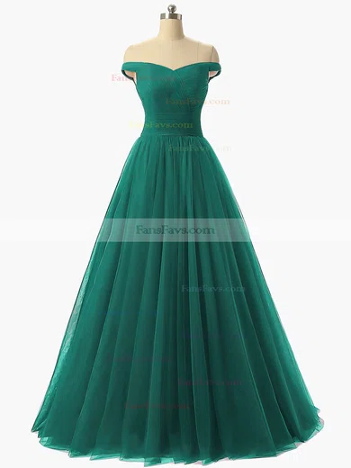 Princess Off-the-shoulder Tulle Floor-length Ruffles Prom Dresses #Favs020102678