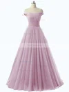 Princess Off-the-shoulder Tulle Floor-length Ruffles Prom Dresses #Favs020102678