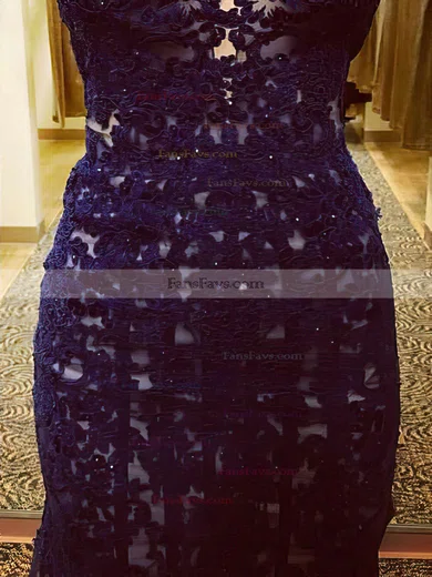 Trumpet/Mermaid V-neck Tulle Sweep Train Appliques Lace Prom Dresses #Favs020103519