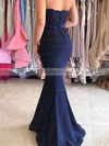 Trumpet/Mermaid Sweetheart Silk-like Satin Sweep Train Appliques Lace Prom Dresses #Favs020104580