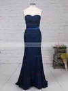 Trumpet/Mermaid Sweetheart Silk-like Satin Sweep Train Appliques Lace Prom Dresses #Favs020104580