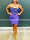 Sheath/Column Strapless Jersey Short/Mini Homecoming Dresses With Beading #Favs020111189