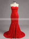 Trumpet/Mermaid Sweetheart Lace Court Train Prom Dresses #Favs02016061