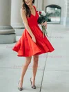 A-line V-neck Satin Knee-length Homecoming Dresses #Favs020111391