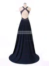 Princess Scoop Neck Chiffon Sweep Train Beading Prom Dresses #Favs020101686