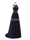 Princess Scoop Neck Chiffon Sweep Train Beading Prom Dresses #Favs020101686