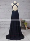Princess Scoop Neck Chiffon Sweep Train Beading Prom Dresses #Favs020101686