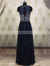A-line Scoop Neck Chiffon Floor-length Beading Prom Dresses #Favs020101818