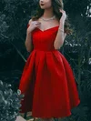 A-line Off-the-shoulder Satin Knee-length Homecoming Dresses #Favs020111450