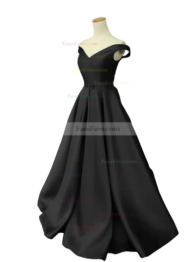 Ball Gown Off-the-shoulder Satin Sweep Train Sashes / Ribbons Prom Dresses #Favs020101855