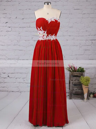 A-line Sweetheart Chiffon Floor-length Appliques Lace Prom Dresses #Favs020102043