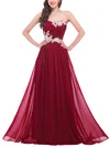 A-line Sweetheart Chiffon Floor-length Appliques Lace Prom Dresses #Favs020102043