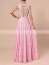 A-line Scoop Neck Chiffon Sweep Train Appliques Lace Prom Dresses #Favs020102396