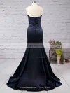 Trumpet/Mermaid Strapless Satin Sweep Train Appliques Lace Prom Dresses #Favs020102860