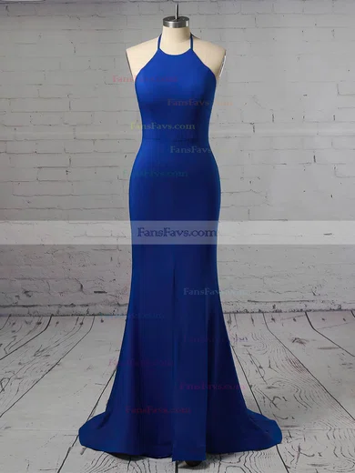 Trumpet/Mermaid Halter Jersey Sweep Train Prom Dresses #Favs020104609