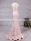 Trumpet/Mermaid Halter Jersey Sweep Train Prom Dresses #Favs020104609