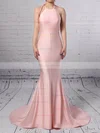 Trumpet/Mermaid Halter Jersey Sweep Train Prom Dresses #Favs020104609