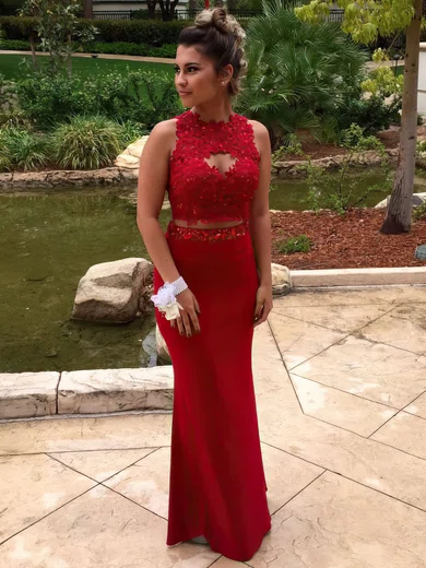 Sheath/Column Scoop Neck Chiffon Floor-length Beading Prom Dresses #Favs020103260