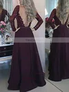A-line Scoop Neck Satin Floor-length Appliques Lace Prom Dresses #Favs020103603