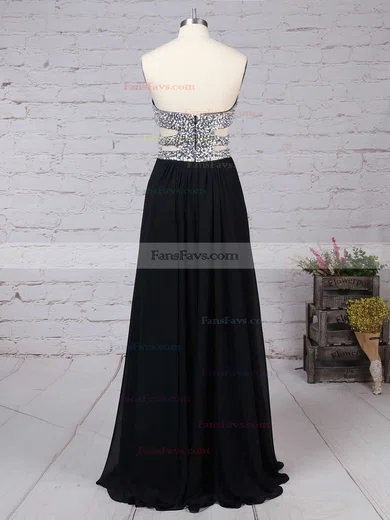 A-line Sweetheart Chiffon Floor-length Beading Prom Dresses #Favs02016065