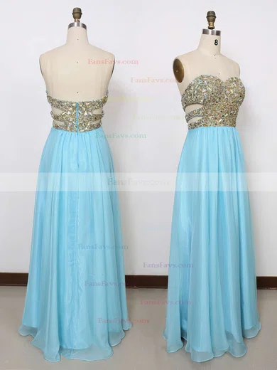 A-line Sweetheart Chiffon Floor-length Beading Prom Dresses #Favs02016065