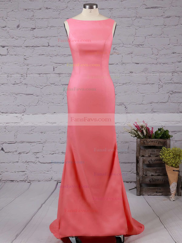 Trumpet/Mermaid Scoop Neck Silk-like Satin Sweep Train Prom Dresses #Favs02016324