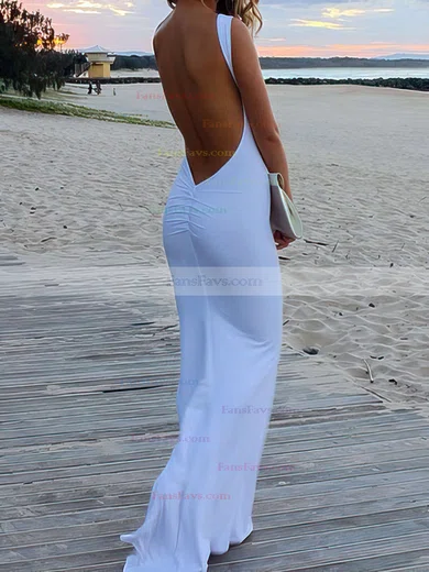 Trumpet/Mermaid Scoop Neck Silk-like Satin Sweep Train Prom Dresses #Favs02016324