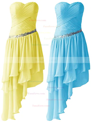 A-line Sweetheart Chiffon Asymmetrical Beading High Low Beautiful Prom Dresses #Favs020103611