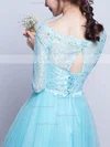 Pretty A-line Scoop Neck Lace Tulle Short/Mini Beading 1/2 Sleeve Prom Dresses #Favs020102871