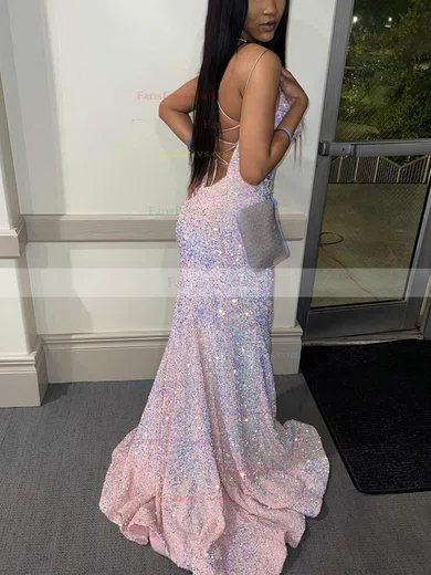 Trumpet/Mermaid V-neck Sequined Sweep Train Prom Dresses #Favs020111806