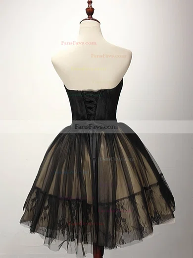 Princess Sweetheart Tulle Short/Mini Appliques Lace Black For Less Prom Dresses #Favs020103252