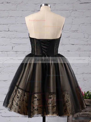 Princess Sweetheart Tulle Short/Mini Appliques Lace Black For Less Prom Dresses #Favs020103252