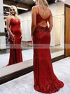Sheath/Column V-neck Sequined Sweep Train Prom Dresses With Split Front #Favs020111811