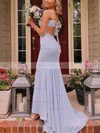 Trumpet/Mermaid V-neck Jersey Sweep Train Prom Dresses With Beading #Favs020111898