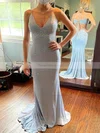 Trumpet/Mermaid V-neck Jersey Sweep Train Prom Dresses With Beading #Favs020111898