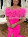 Trumpet/Mermaid Off-the-shoulder Stretch Crepe Sweep Train Prom Dresses With Feathers / Fur #Favs020111934