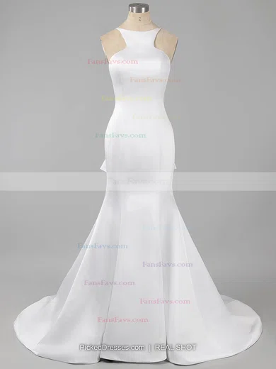 Trumpet/Mermaid Scoop Neck Stretch Crepe Sweep Train Cascading Ruffles Prom Dresses #Favs02016910