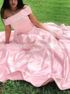 A-line Off-the-shoulder Satin Floor-length Prom Dresses #Favs020112081