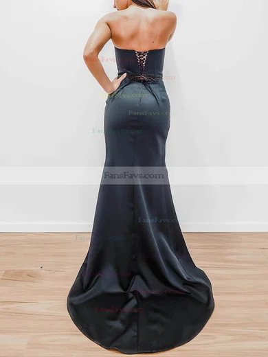 Trumpet/Mermaid Strapless Satin Floor-length Prom Dresses With Split Front #Favs020112217
