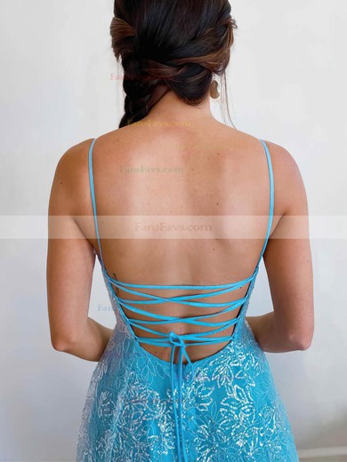 A-line V-neck Lace Sweep Train Prom Dresses #Favs020112329